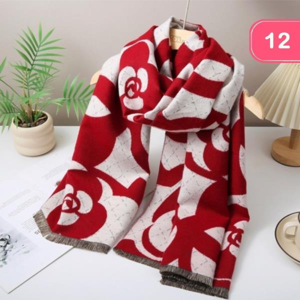 FLOWER ROSE PATTERN OBLONG SCARF (12 UNITS)