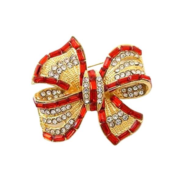 RHINESTONE BOW SHAPE BROOCH