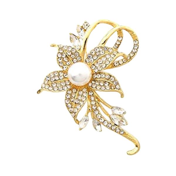 RHINESTONE FLOWER BROOCH