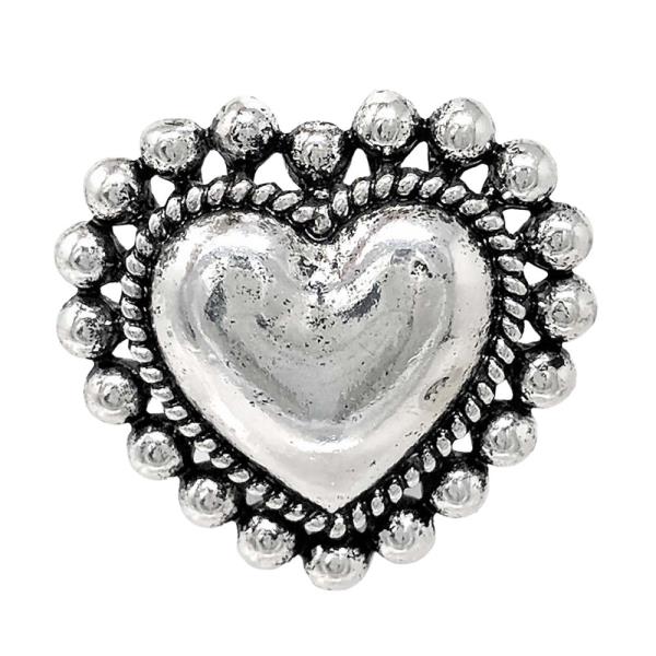 WESTERN BALL TEXTURE HEART SHAPE RING