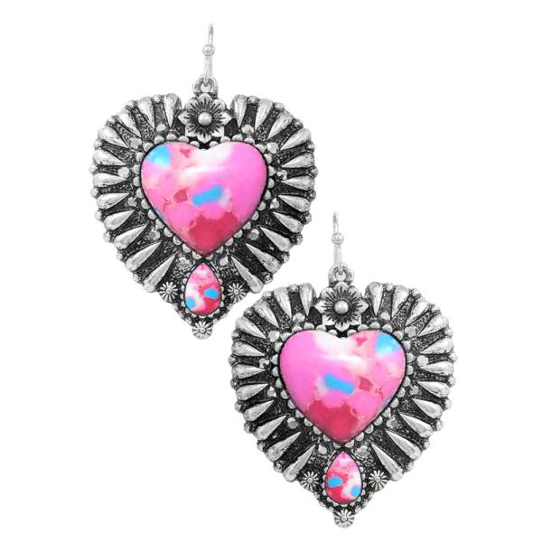WESTERN HEART SHAPE DANGLE EARRING
