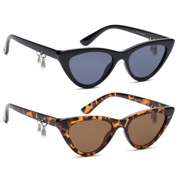 STYLISH PEARL DANGLE CAT EYE SUNGLASSES 1DZ