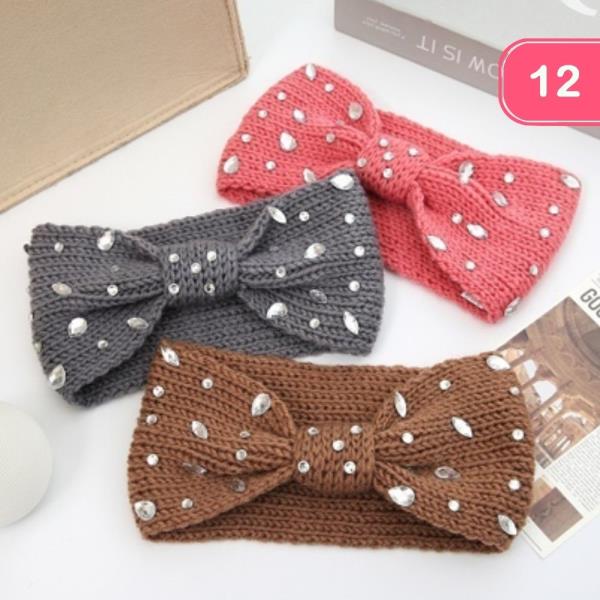RHINETONE STUDDED KNOTTED HEADBAND (12 UNITS)