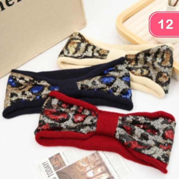 LEOPARD PATTERN KNOTTED HEADBAND (12 UNITS)