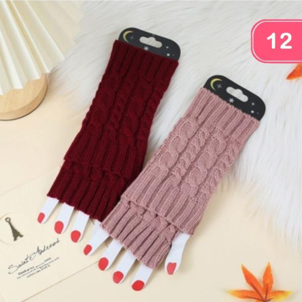 COZY CABLE KNIT FINGERLESS WINTER GLOVES (12 UNITS)