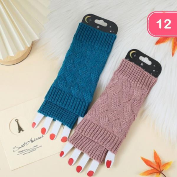 COZY CABLE KNIT FINGERLESS WINTER GLOVES (12 UNITS)
