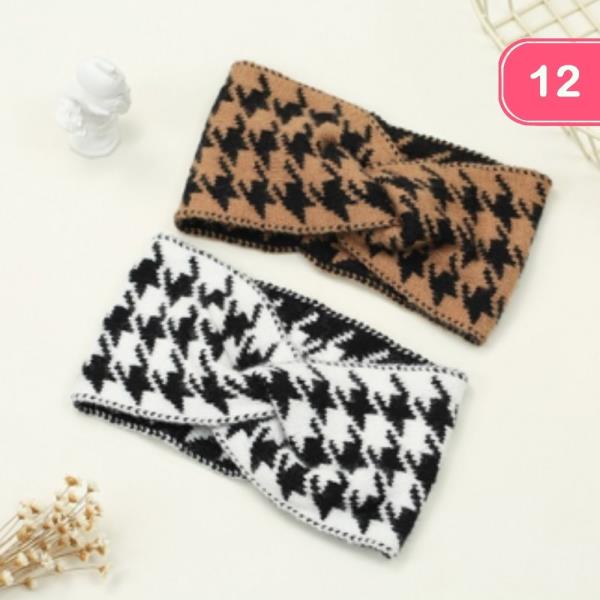 HOUNDSTOOTH KNIT HEADWRAP (12 UNITS)