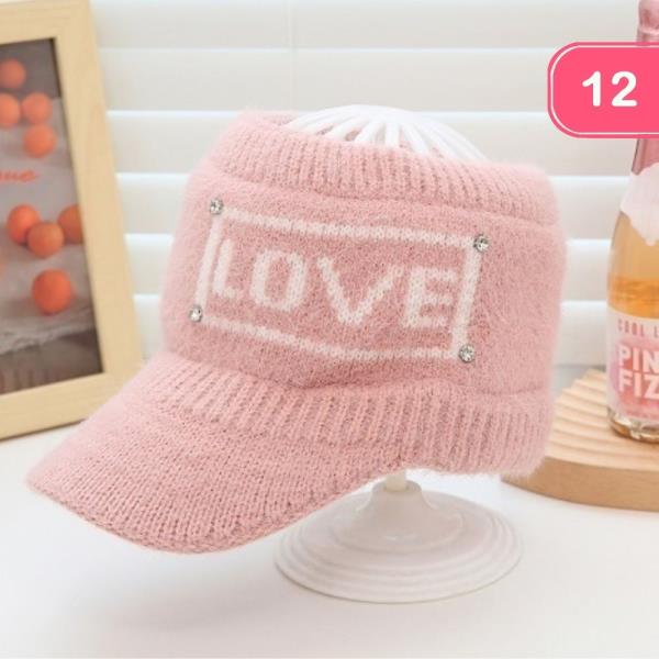 LOVE EMBROIDERY OPEN TOP KNIT CAP HAT (12 UNITS)