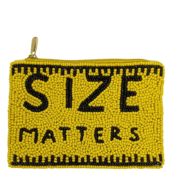 SIZE MATTERS BEADED ZIPPER COIN PURSE BAG POUCH