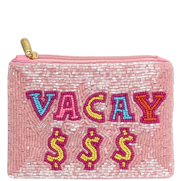 VACAY BEADED ZIPPER COIN PURSE BAG POUCH