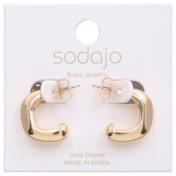 SODAJO SQUARE SHAPE OPEN HOOP GOLD DIPPED EARRING