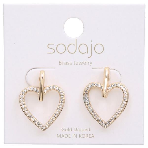 SODAJO HEART SHAPE RHINESTONE GOLD DIPPED EARRING