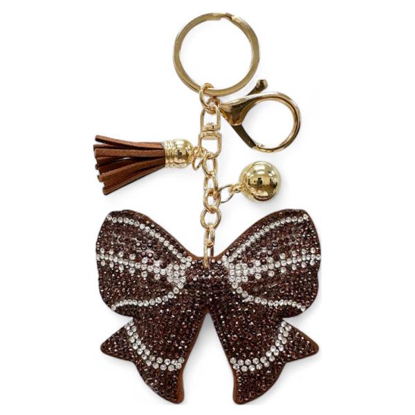 RHINESTONE BOW CHARM TASSEL ORNAMENT BAG CHARM KEYCHAIN WITH TASSEL