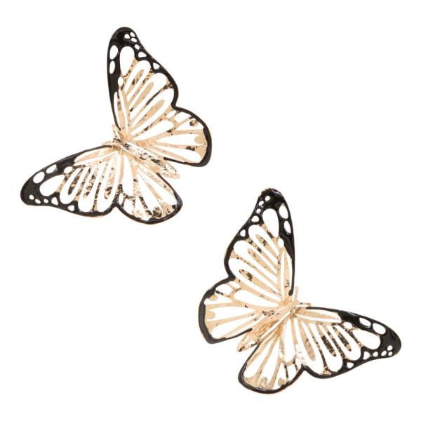 TWO TONE METAL BUTTERFLY EARRING