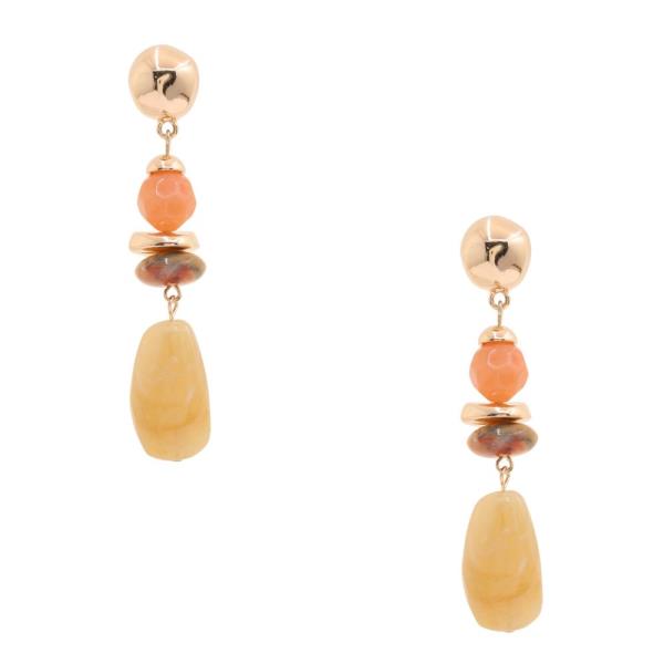 RESIN BEADED DANGLE EARRING