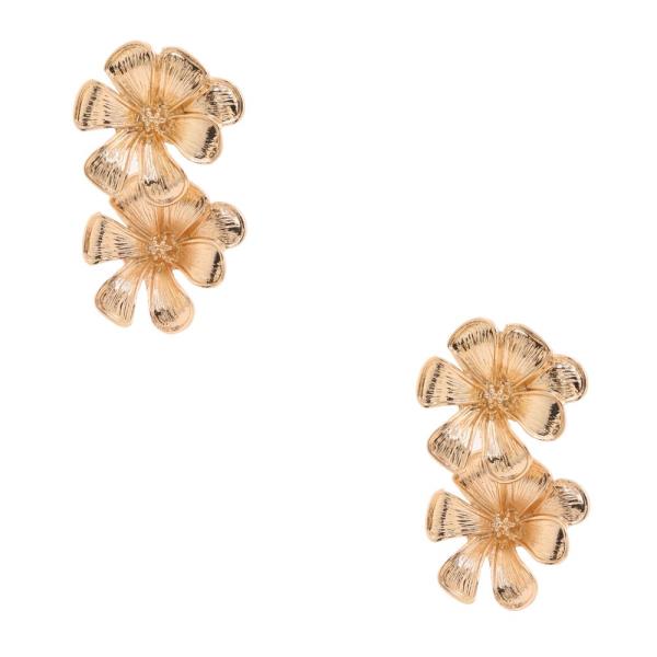 DOUBLE FLOWER METAL EARRING