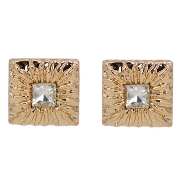 CRYSTAL SQUARE METAL EARRING