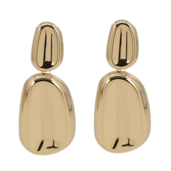 DOUBLE OVAL METAL DANGLE EARRING
