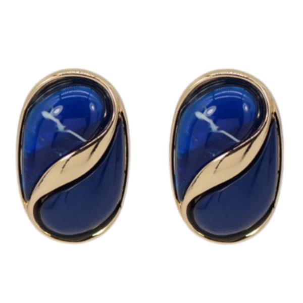 TWO TONE STONE OVAL EARRING