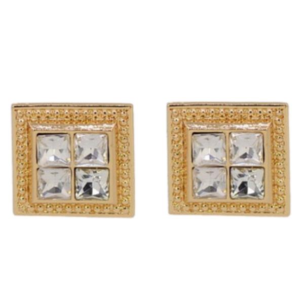 SQUARE RHINESTONE METAL EARRING
