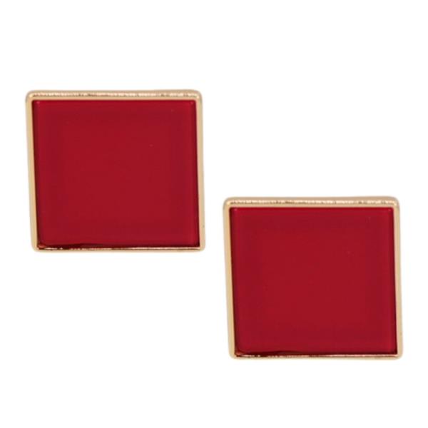 COLOR METAL SQUARE SHAPE EARRING