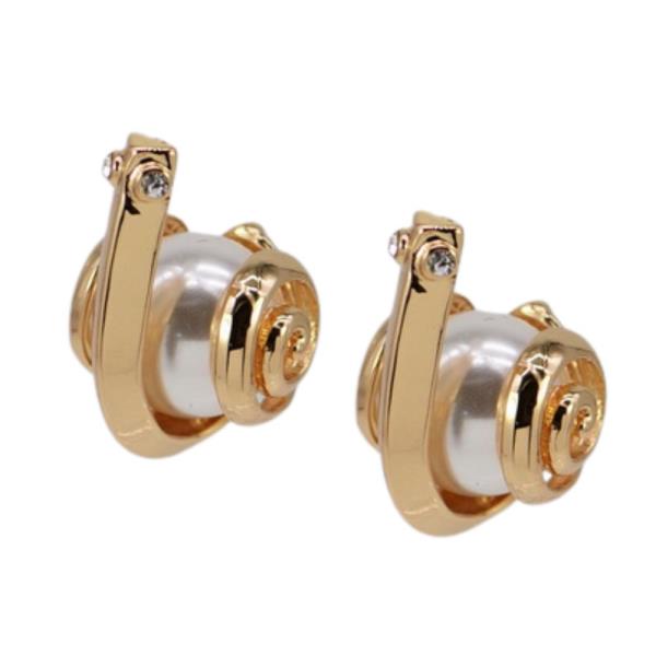 PEARL BEAD SWIRL METAL EARRING