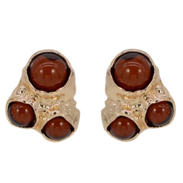STONE BEAD METAL POST EARRING