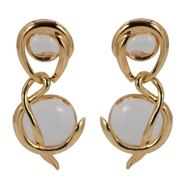 CLEAR STONE METAL DANGLE EARRING