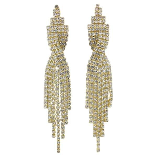 RHINESTONE LINEAR TASSEL EARRINGS