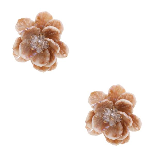 ACETATE FLOWER BEADED CENTER EARRING