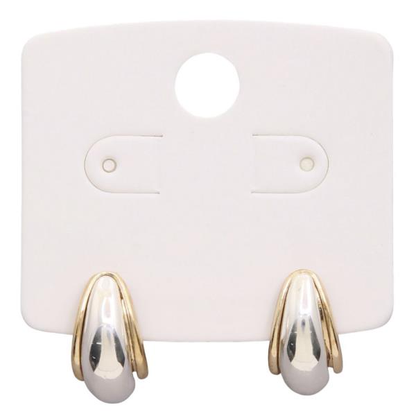 TWO TONE TEARDROP METAL EARRING