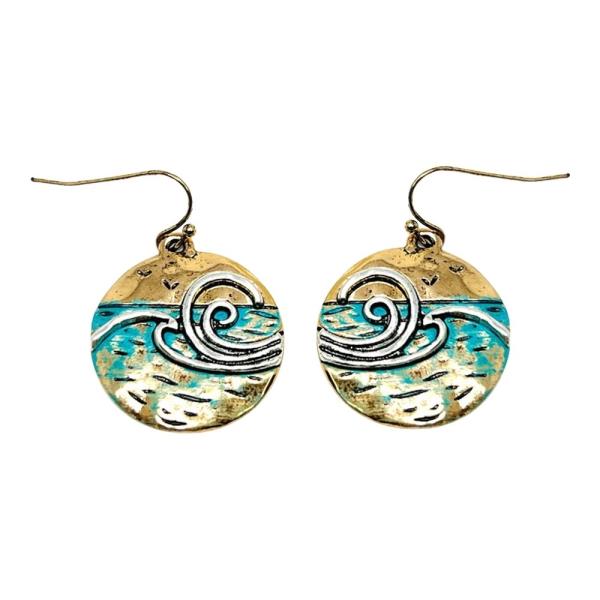 WESTERN METAL WAVE DANGLE EARRINGS