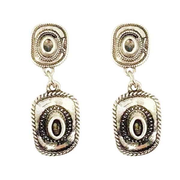 WESTERN METAL COWBOY HAT DROP DANGLE EARRINGS