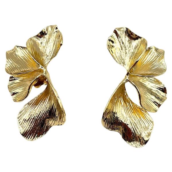FLOWER FAN METAL EARRING