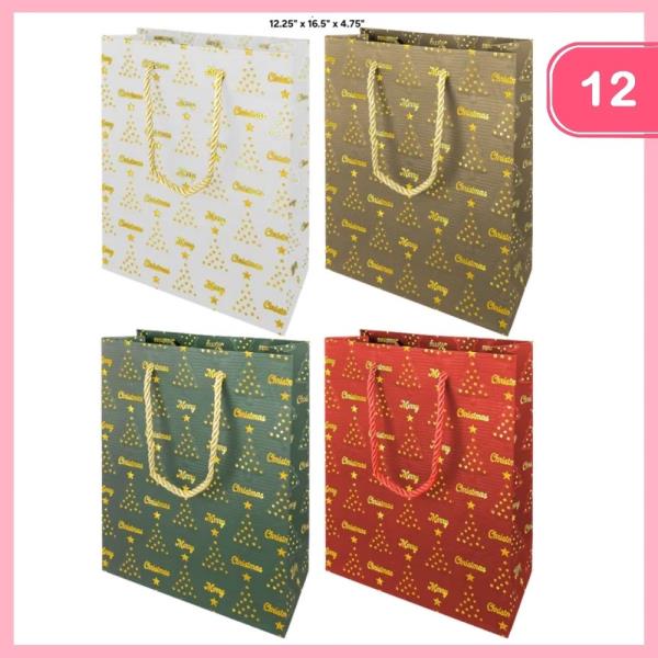 LARGE CHRISTMAS PATTERN GIFT BAGS (12 UNITS)