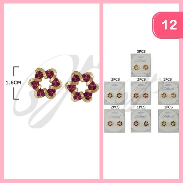 SWIRL RHINESTONE POST EARRING (12 UNITS)