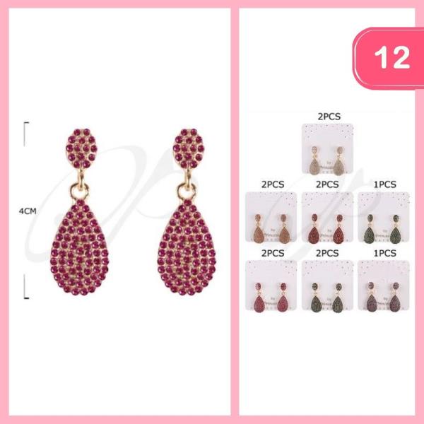 RHINESTONE DANGLE EARRINGS (12 UNITS)