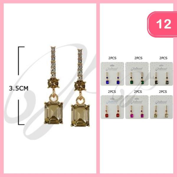 RHINESTONE DANGLE EARRINGS (12 UNITS)