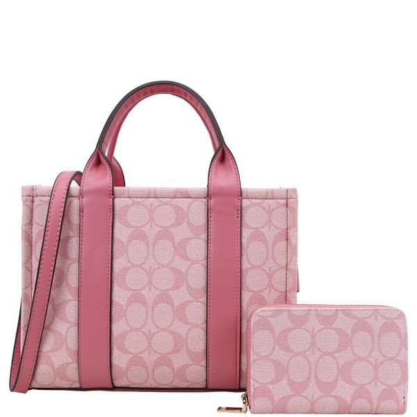 2IN1 OVAL DESIGN HANDLE SATCHEL W WALLET SET