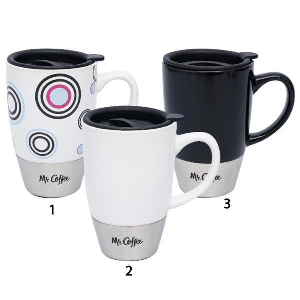 MR COFFEE STAINLESS STEEL BASE AND CERAMIC TRAVEL MUG