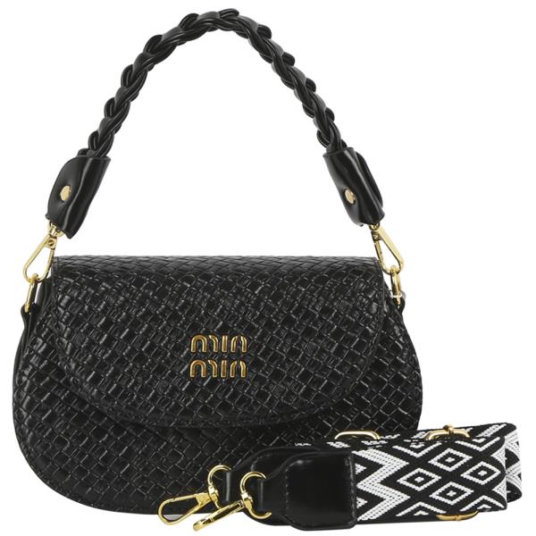 TEXTURED DESIGN HANDLE BAG W GUITAR STRAP