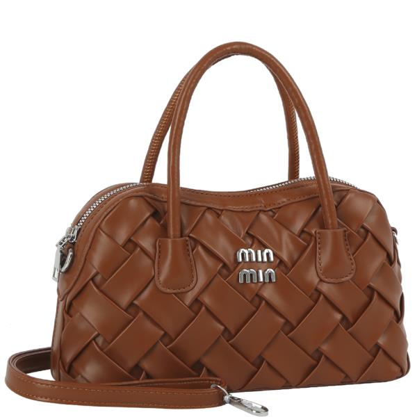 QUILTED DESIGN HANDLE SATCHEL BAG