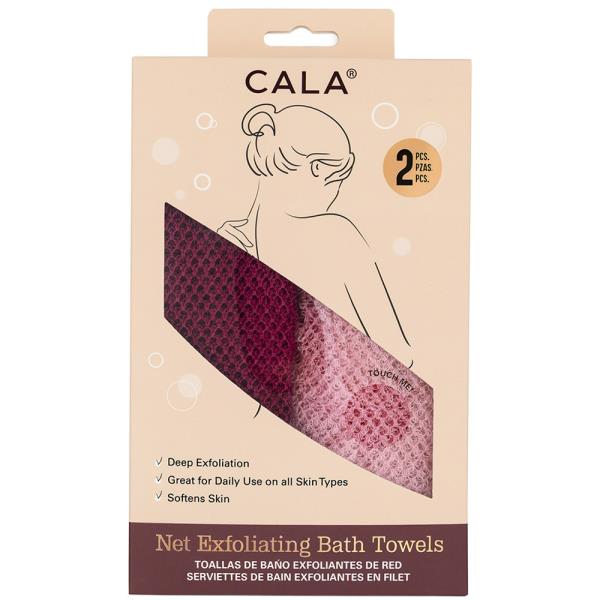 CALA NET EXFOLIATING BATH TOWELS PINK 2PCS