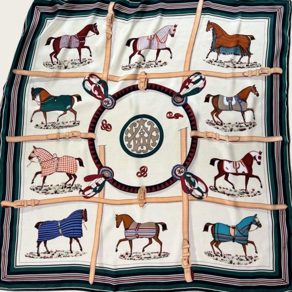 TEN HORSES SILKY SCARF – CLASSIC PRINT BANDANA