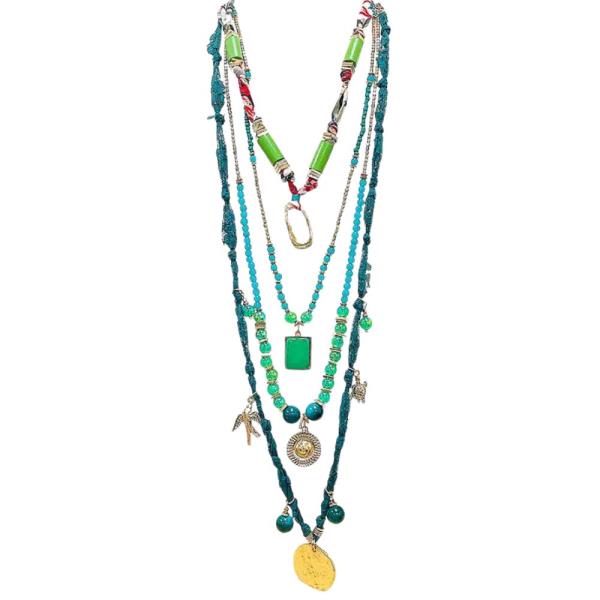 MIXED BEAD LAYERED NECKLACE