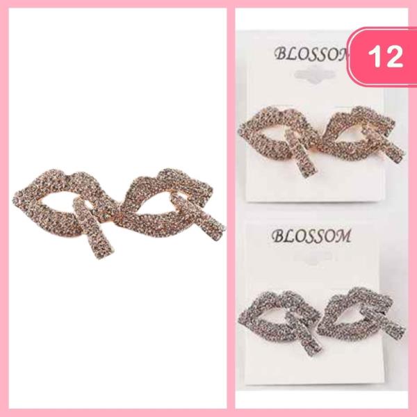 RHINESTONE LIPS POST EARRING (12 UNITS)