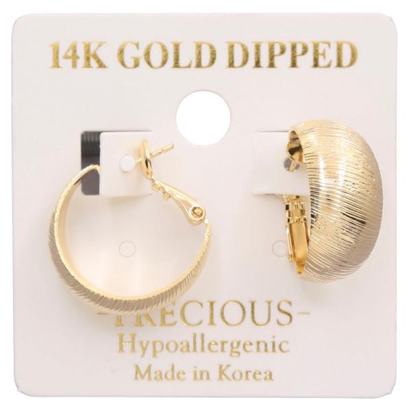 14K GOLD DIPPED TEXTURED WIDE HOOP EARRING