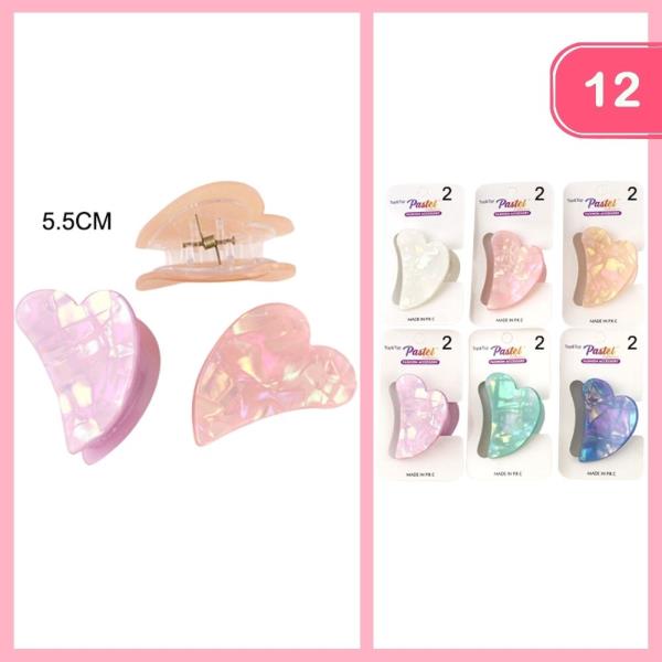 HEART SHAPE HAIR CLAW CLIP (12 UNITS)
