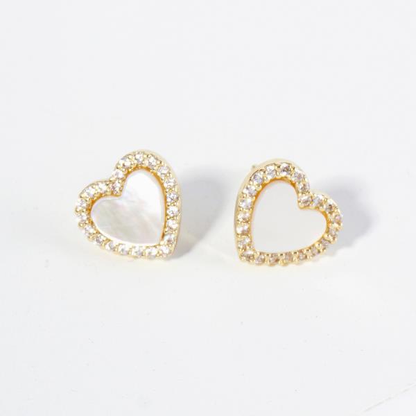 GOLD DIPPED CZ HEART STUD EARRING