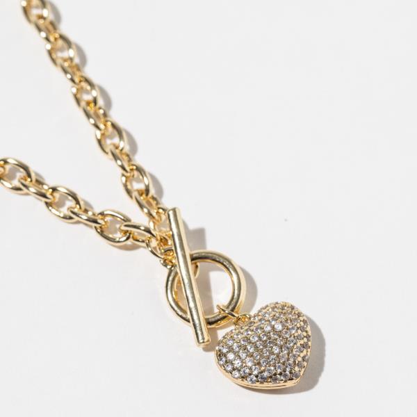 GOLD DIPPED CZ HEART PENDANT NECKLACE